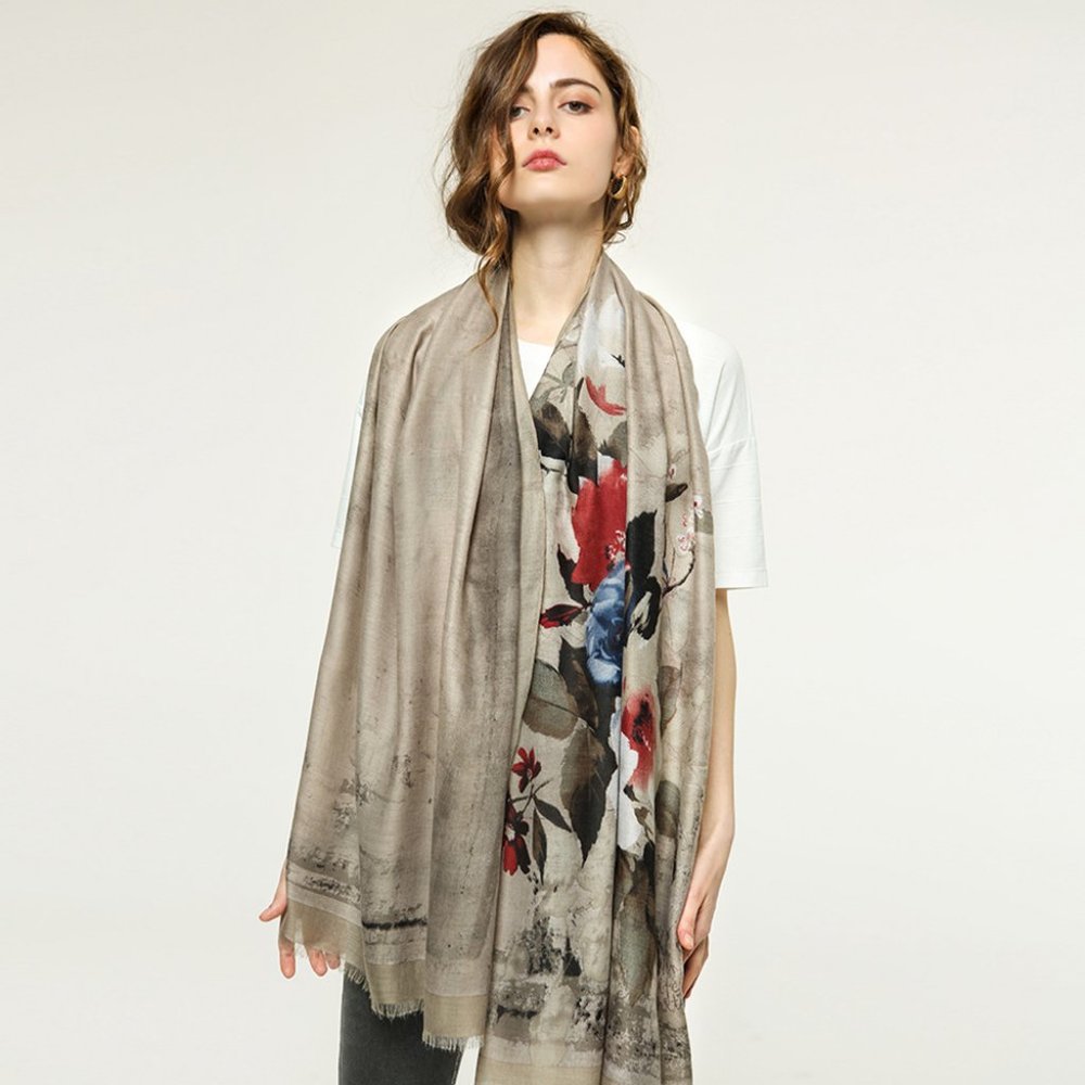 floral print scarf wrap shawl pashmina - Picture 2 of 2